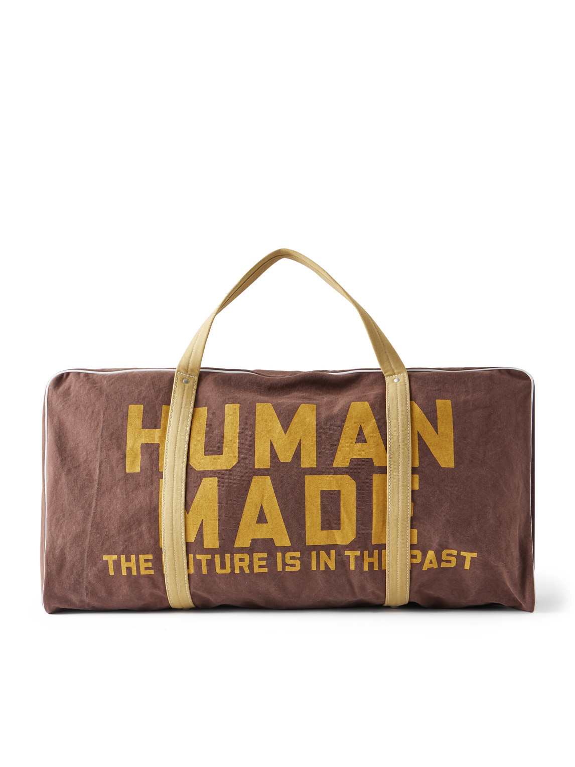 Human Made Boston Logo-print Cotton-canvas Weekend Bag In Brown
