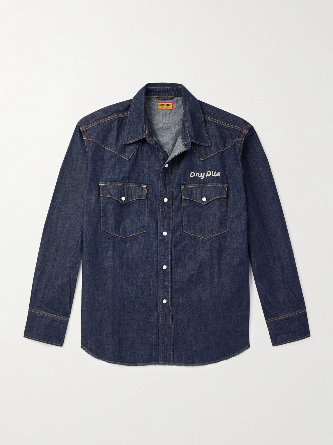 Human Made Embroidered Denim Shirt In Blue