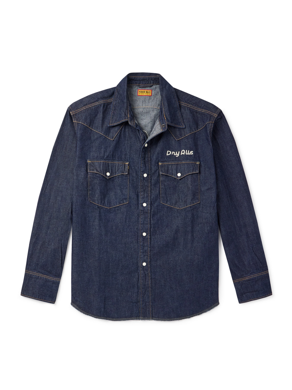 Human Made Embroidered Denim Shirt In Blue