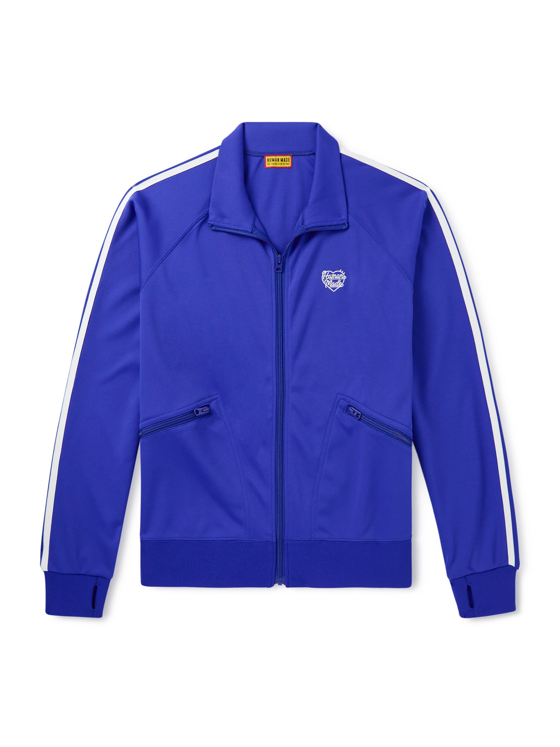 Human Made Logo-embroidered Striped Tech-jersey Track Jacket In Blue