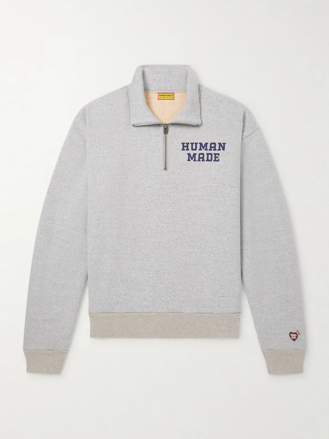 Human Made – Logo-Print Cotton-Jersey Half-Zip Sweatshirt
