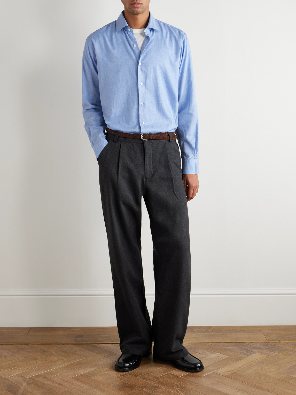 Peter Millar Highlands Cotton Shirt In Blue