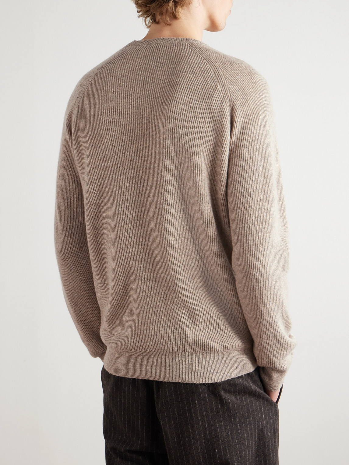 Peter Millar Ribbed Cashmere-blend Sweater In Neutral