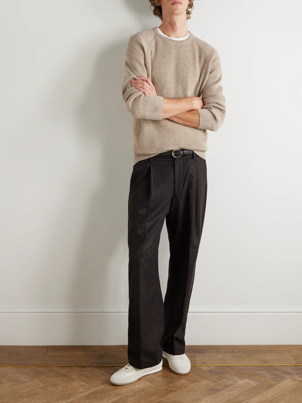 Peter Millar Ribbed Cashmere-blend Sweater In Neutral