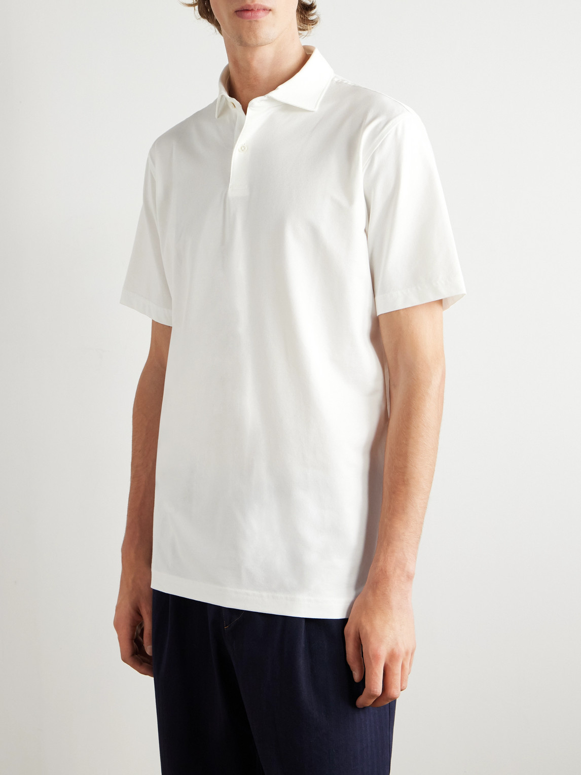 Peter Millar Albatross Pima Cotton-blend Piqué Polo Shirt In White