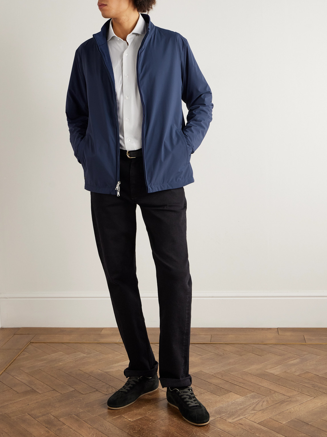 Peter Millar Ryder Reversible Recycled-woven And Wool Jacket In Blue