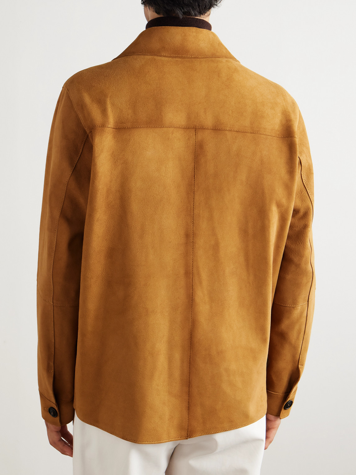 Incotex Montedoro Suede Overshirt In Brown