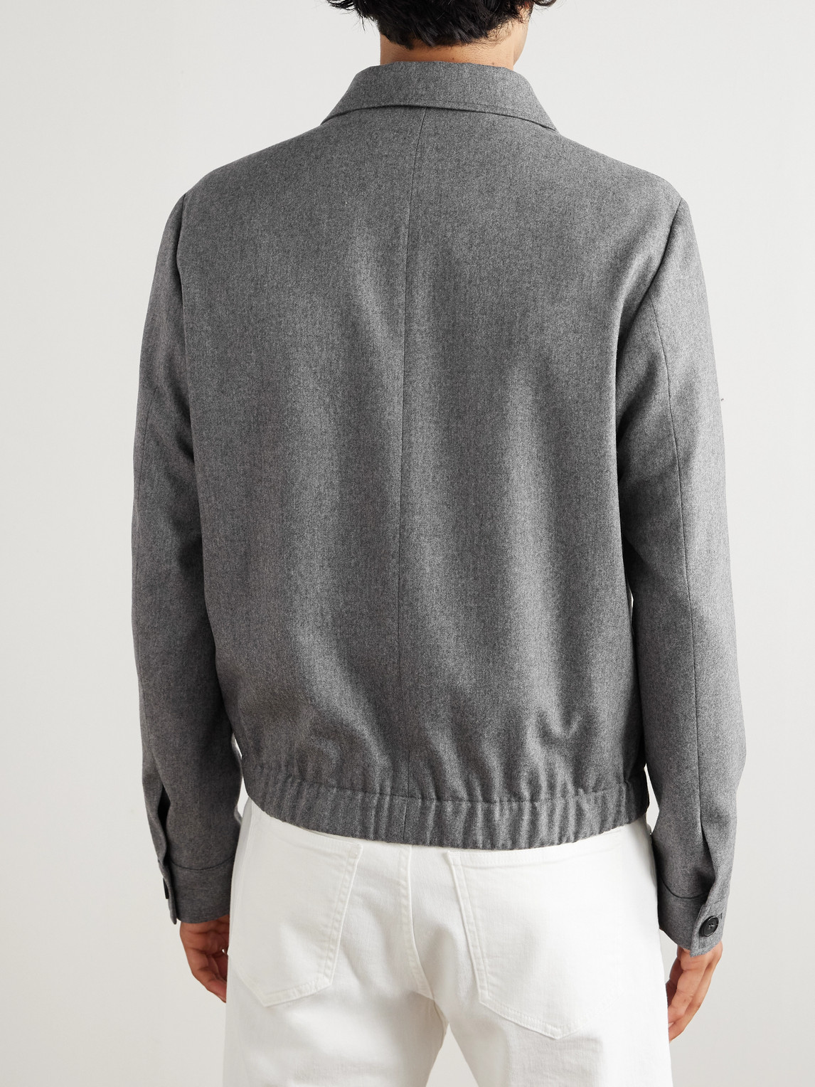 Incotex Brushed Wool-blend Flannel Bomber Jacket In Gray