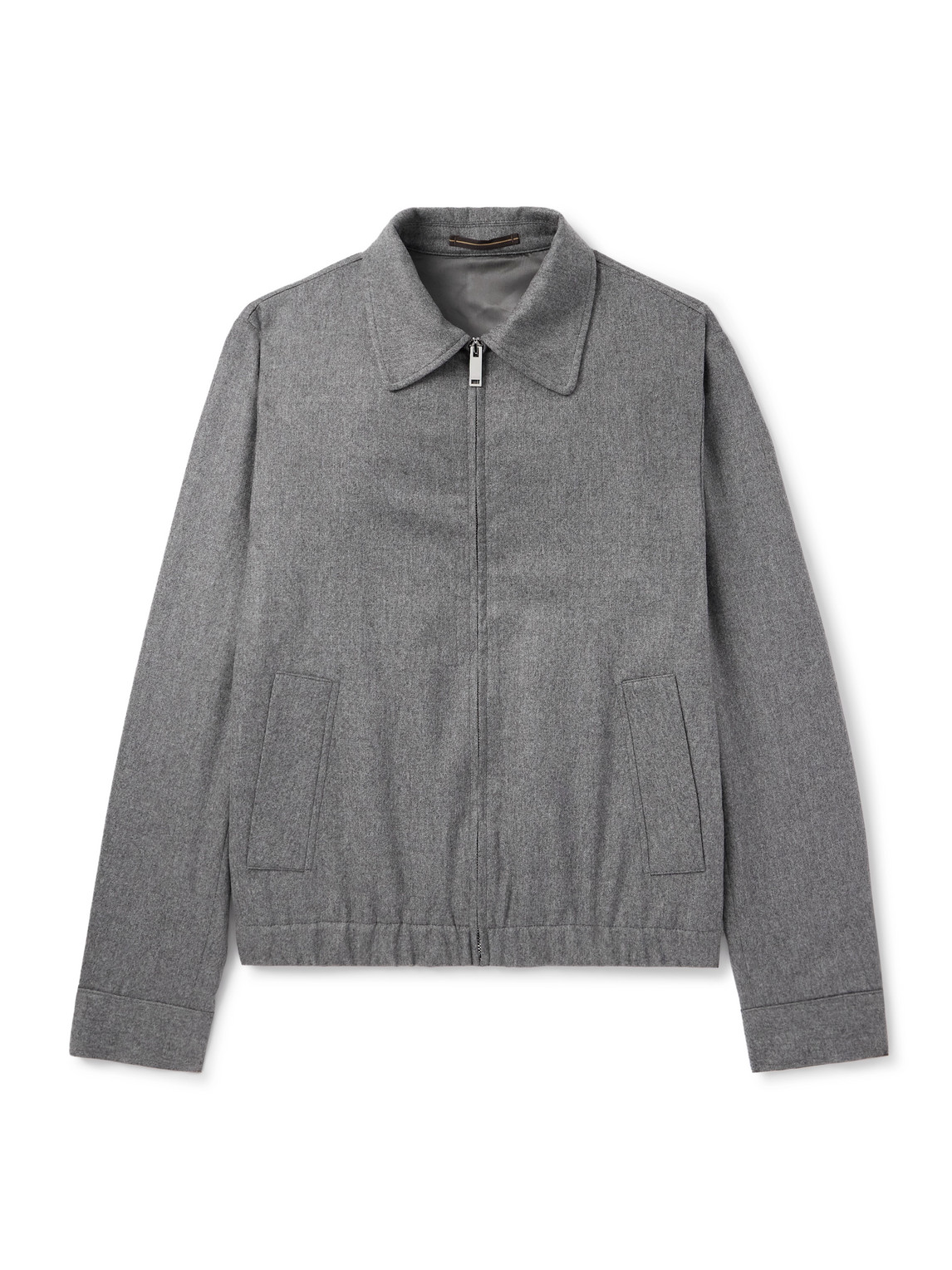 Incotex Brushed Wool-blend Flannel Bomber Jacket In Gray