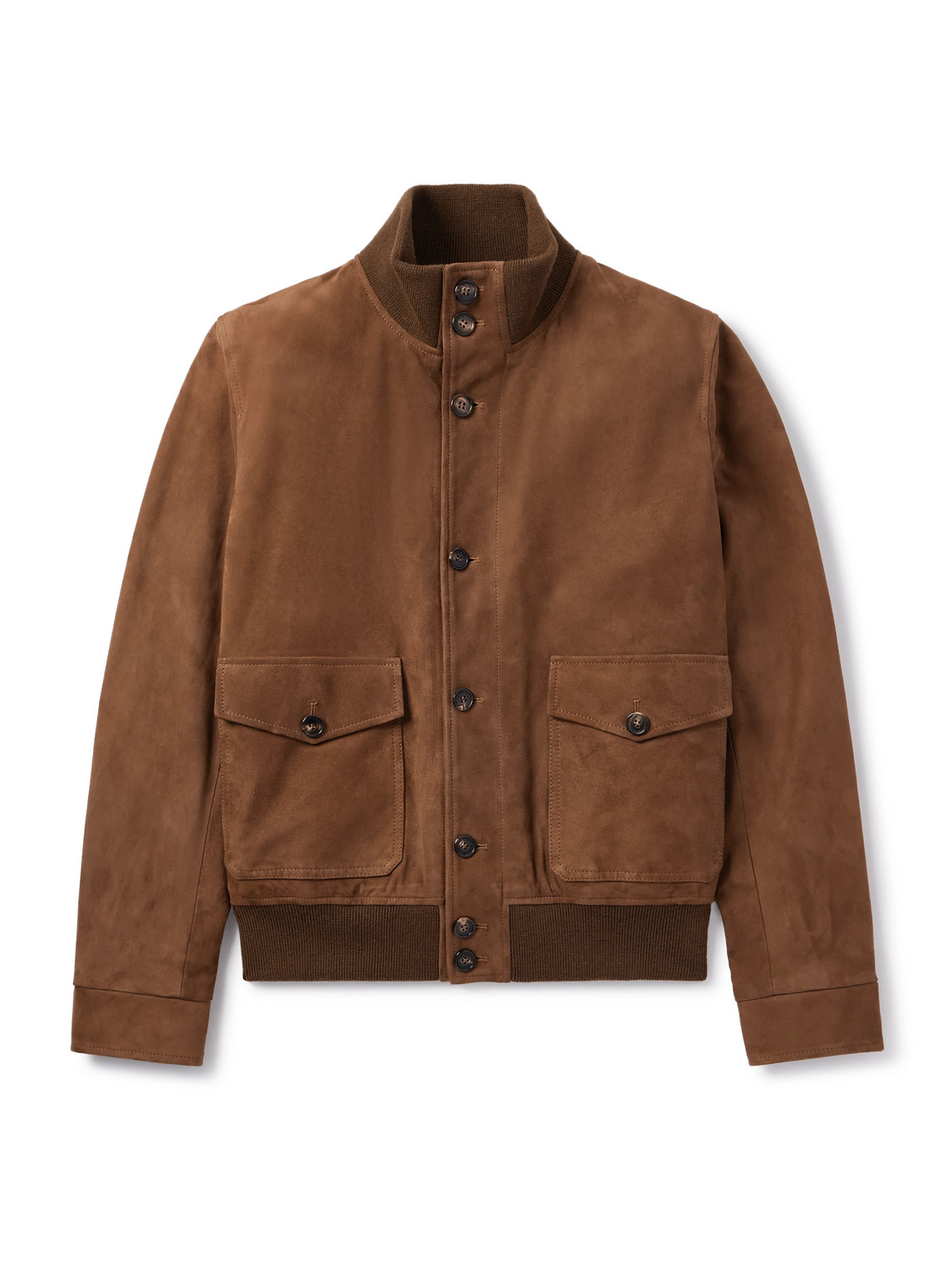 Incotex Suede Bomber Jacket In Brown