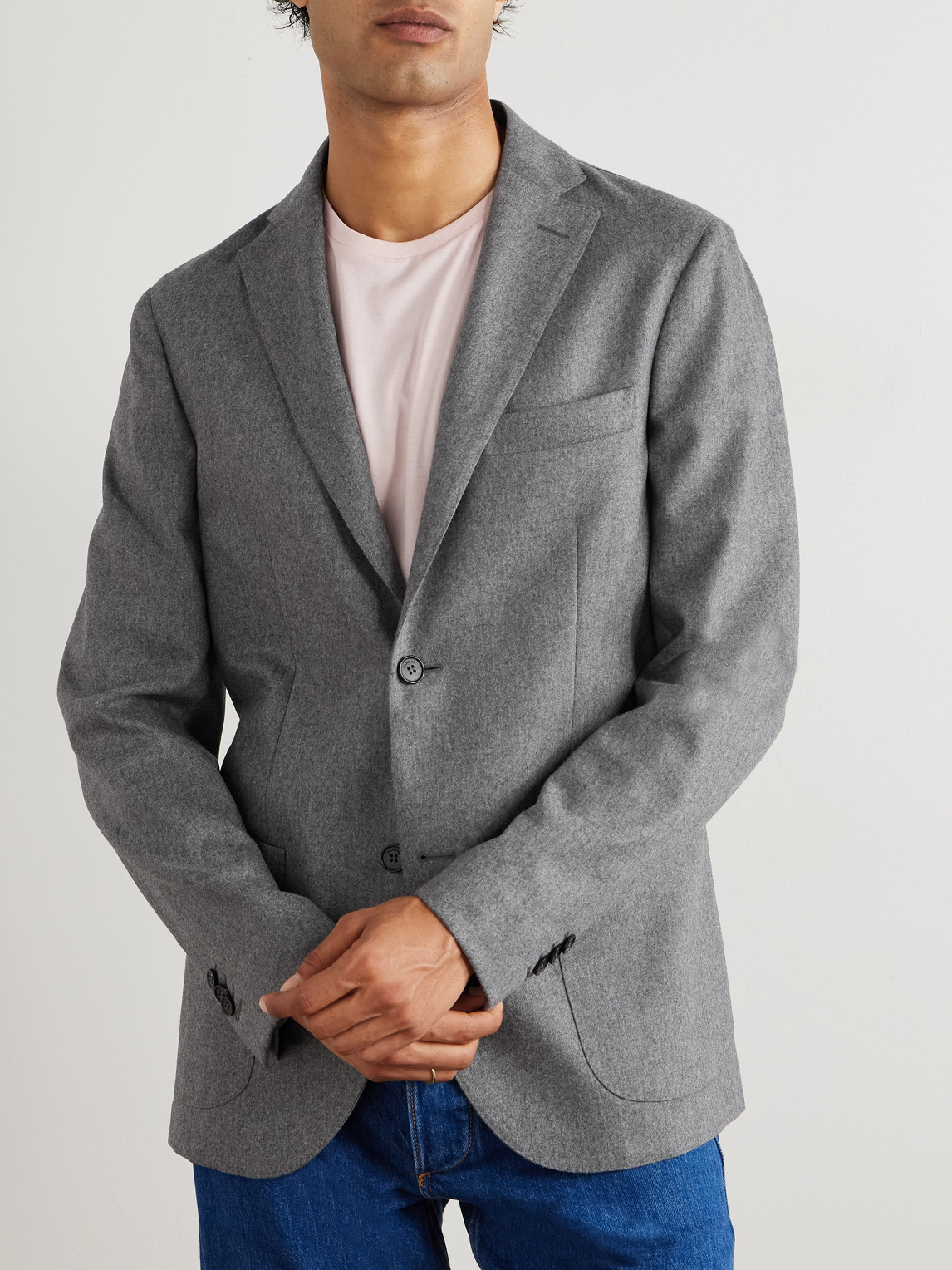 Incotex Slim-fit Wool-blend Blazer In Gray