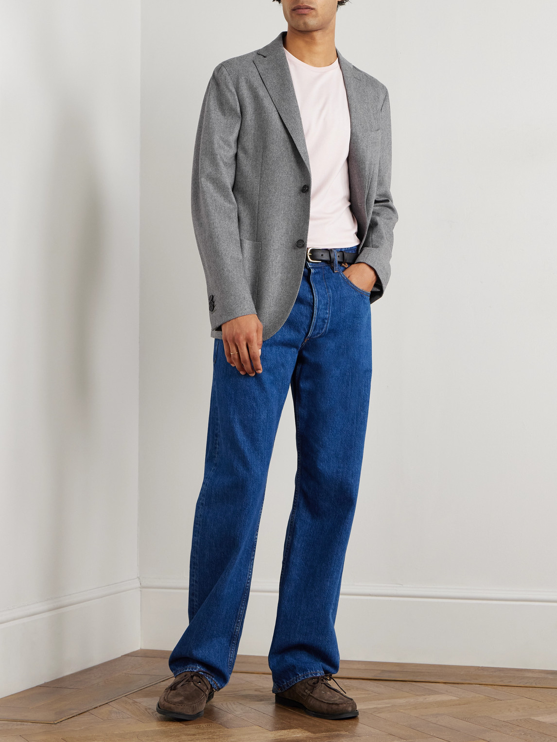 Incotex Slim-fit Wool-blend Blazer In Gray