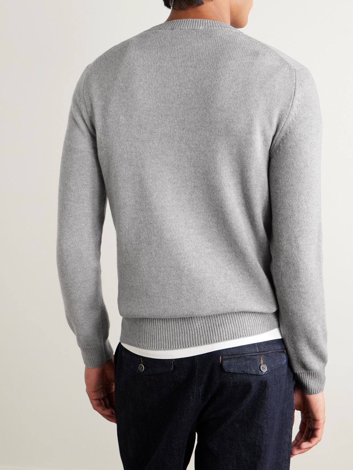 Incotex Zanone Slim-fit Virgin Wool And Cashmere-blend Sweater In Gray