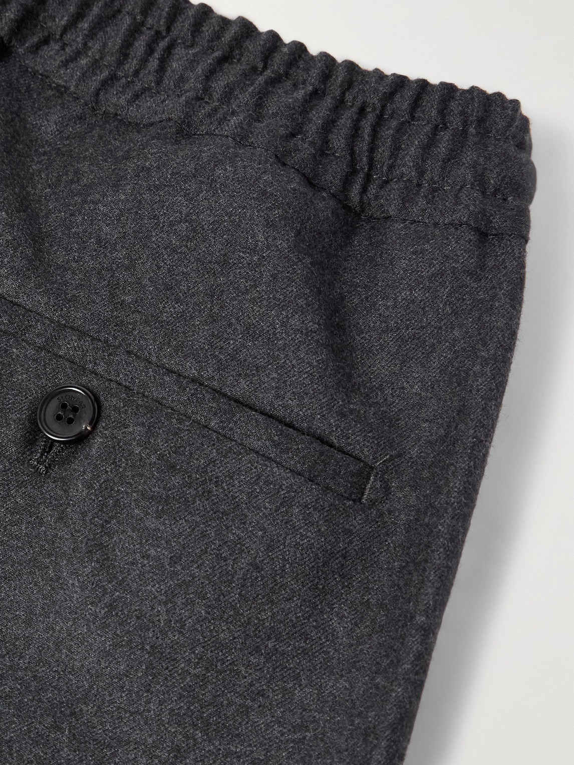 Incotex Tapered Pleated Virgin Wool-flannel Drawstring Trousers In Black