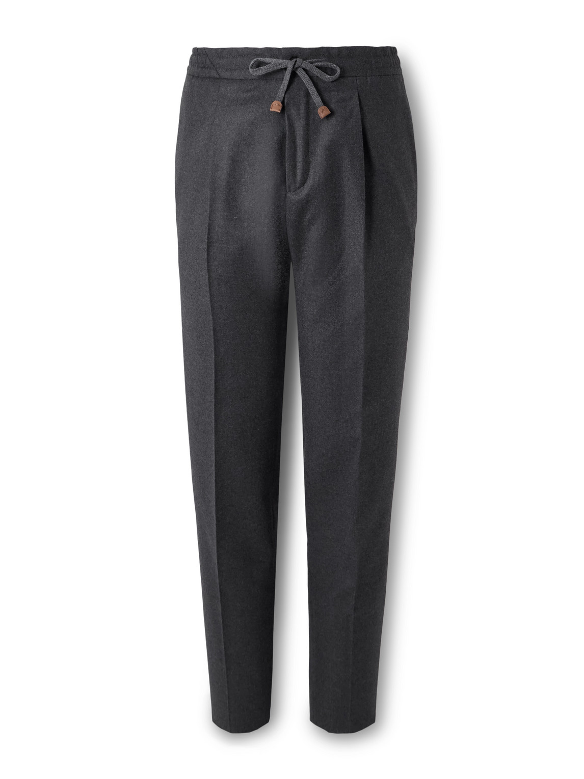 Incotex Tapered Pleated Virgin Wool-flannel Drawstring Trousers