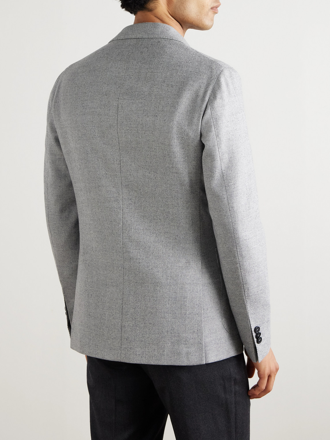Incotex Slim-fit Herringbone Wool Blazer In Gray
