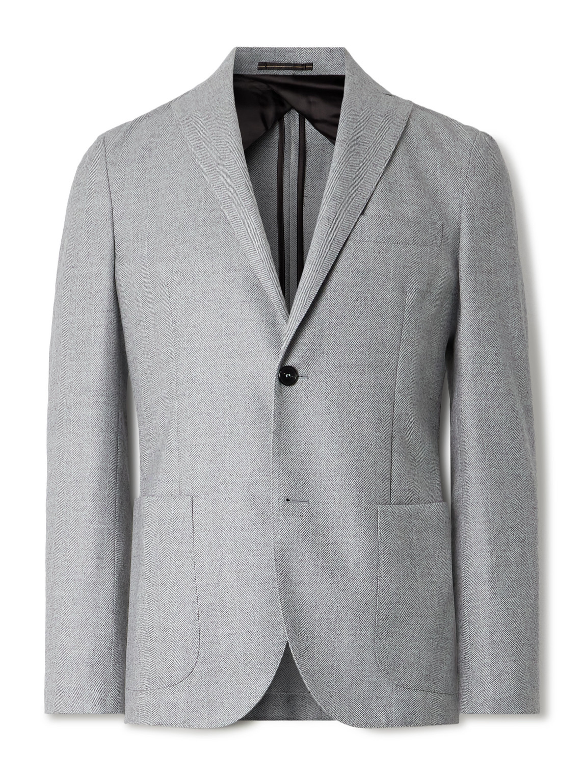 Incotex Slim-fit Herringbone Wool Blazer In Gray