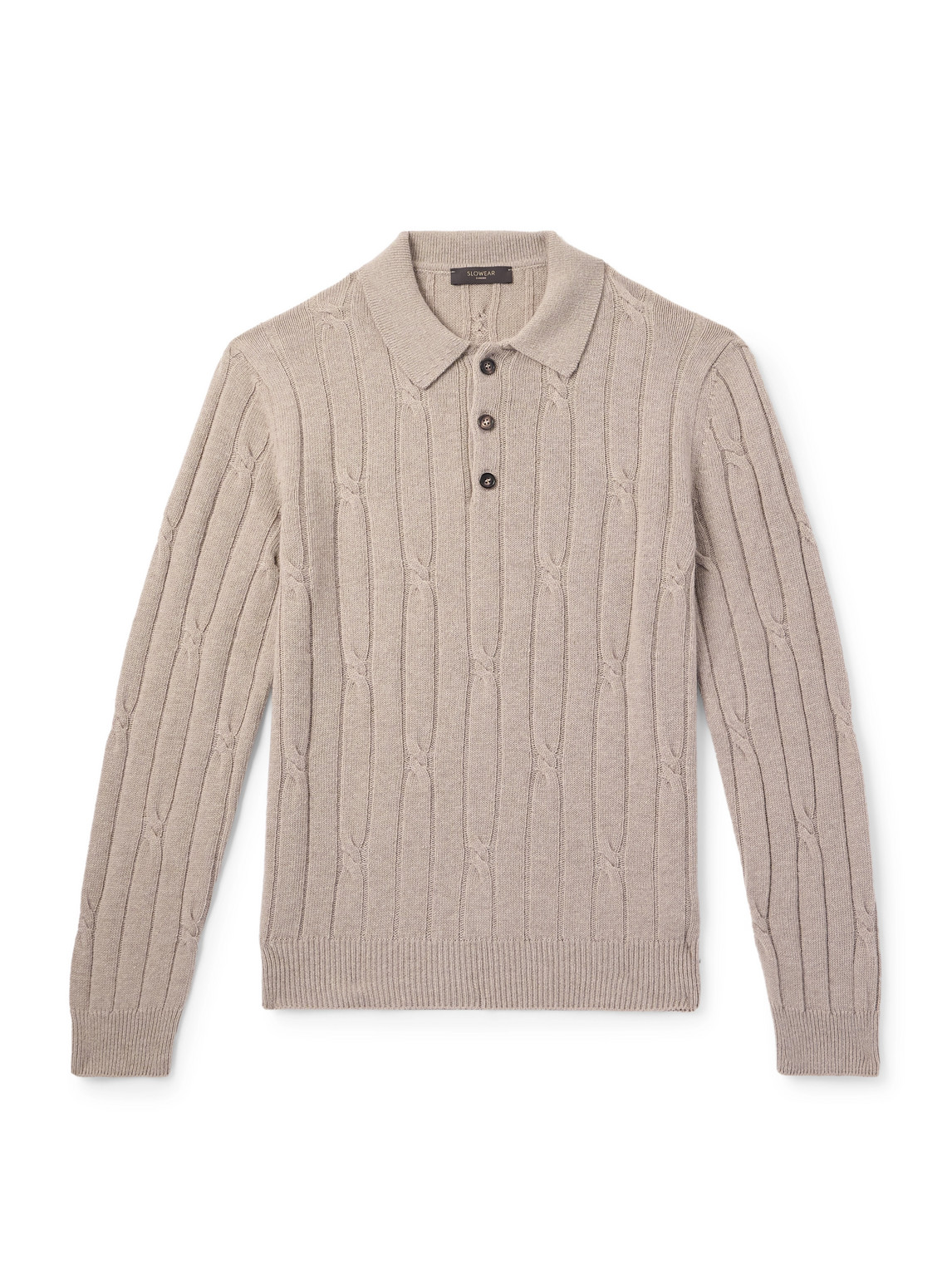 Zanone Cable-Knit Wool and Cashmere-Blend Polo Shirt