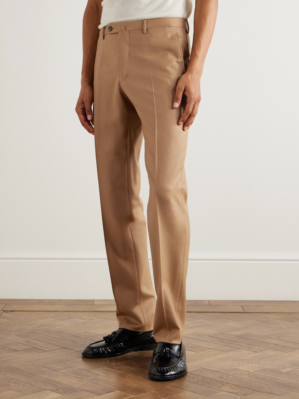 Incotex Slim-fit Wool And Cashmere-blend Twill Suit Trousers In Neutral