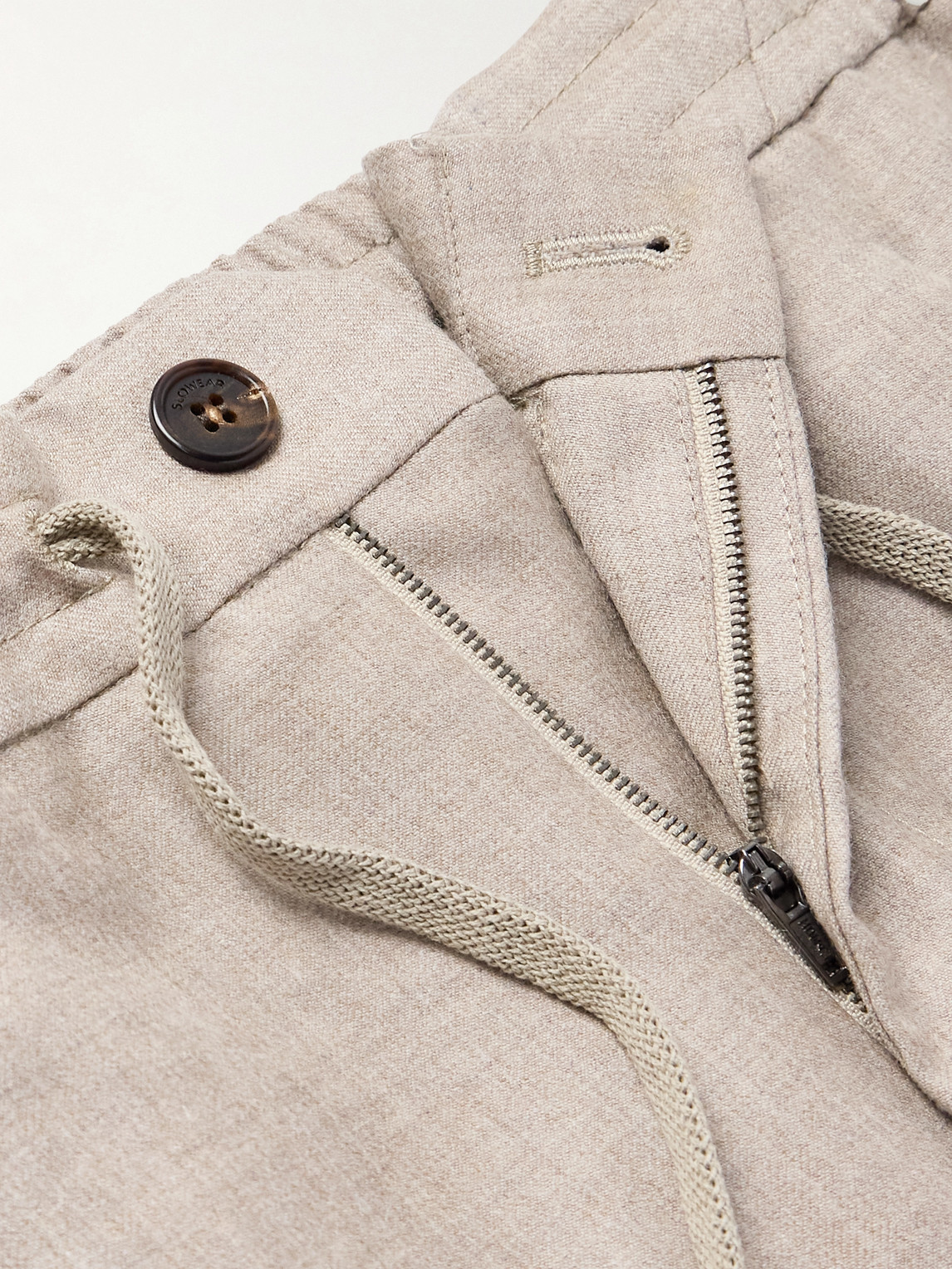 Incotex Tapered Pleated Virgin Wool-flannel Drawstring Trousers In White