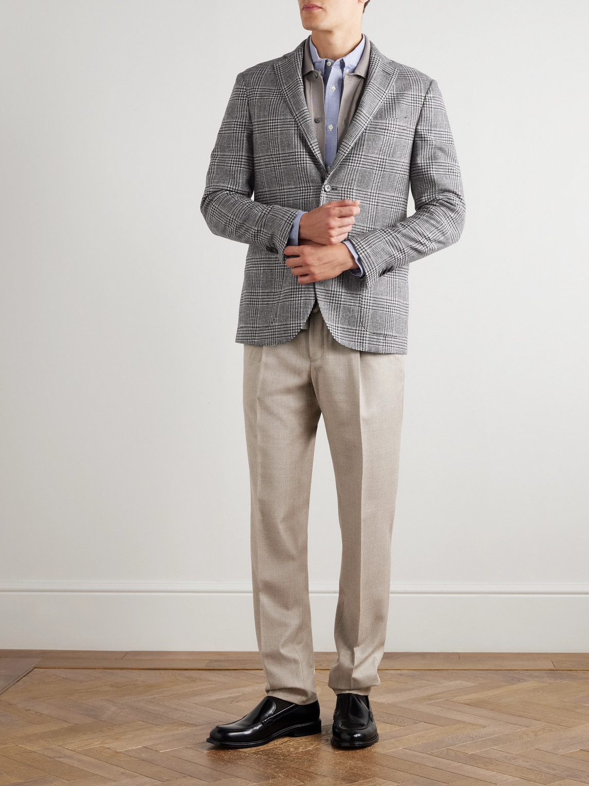 Incotex Tapered Pleated Virgin Wool-flannel Drawstring Trousers In White