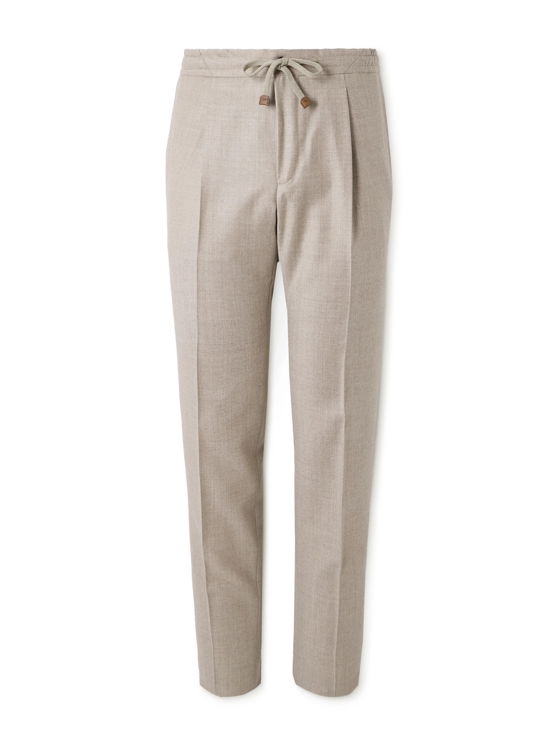 Incotex Tapered Pleated Virgin Wool-flannel Drawstring Trousers