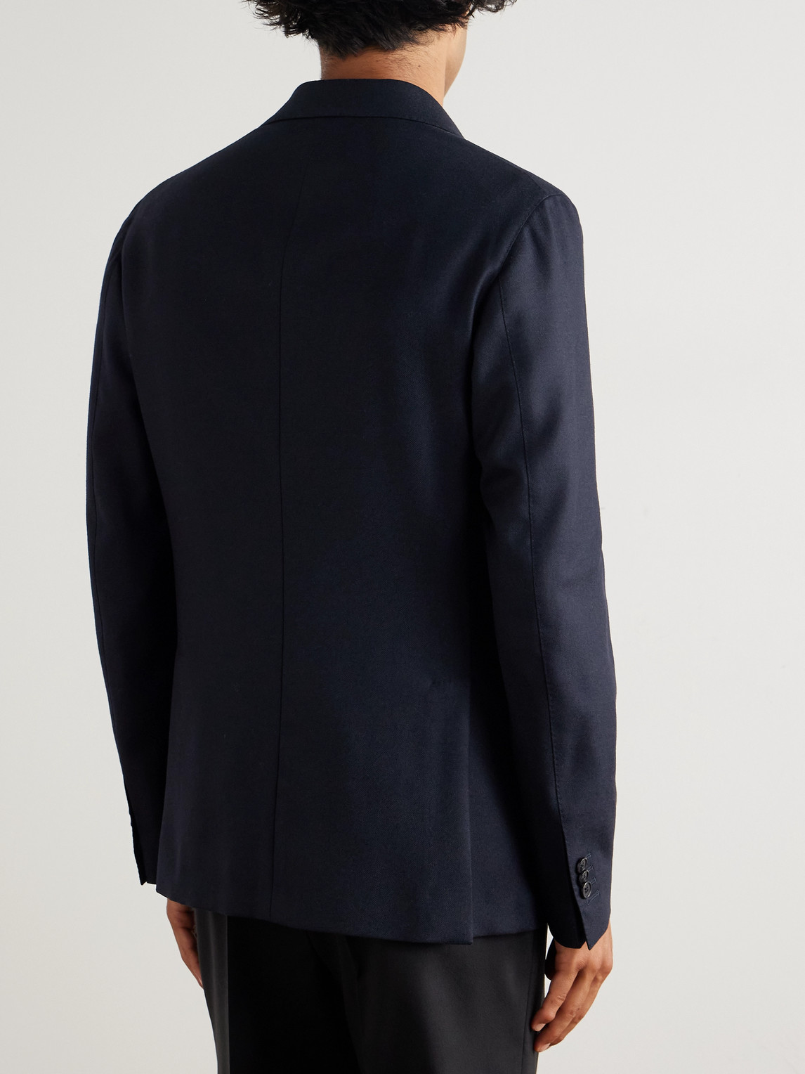 Incotex Wool And Cashmere-blend Flannel Blazer In Blue