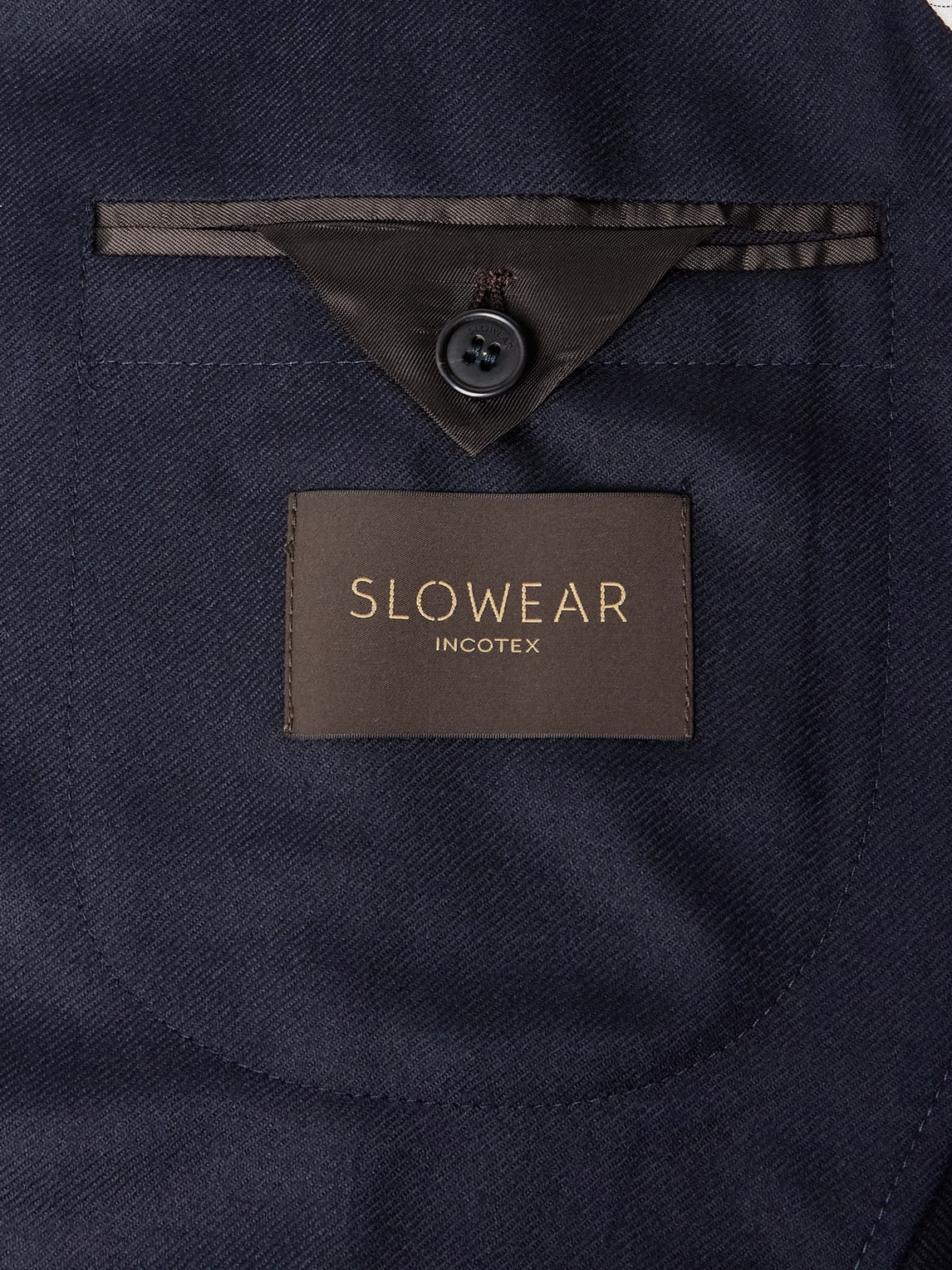 Incotex Wool And Cashmere-blend Flannel Blazer In Blue