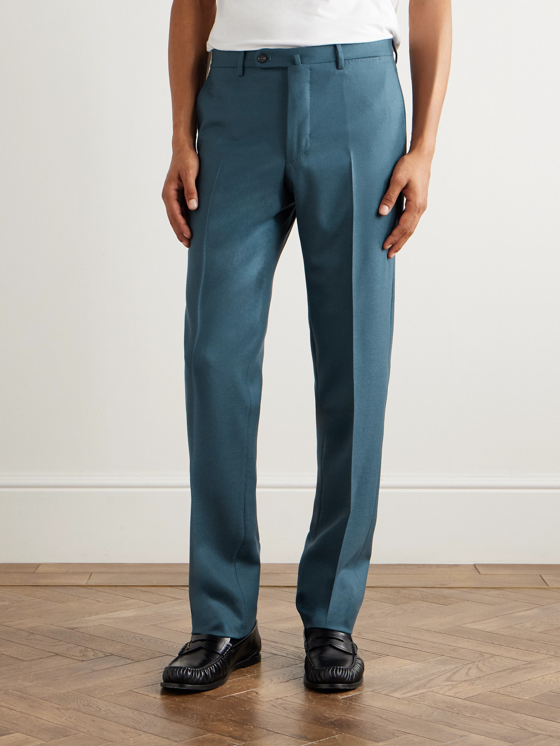 Incotex Slim-fit Wool And Cashmere-blend Twill Suit Trousers In Blue
