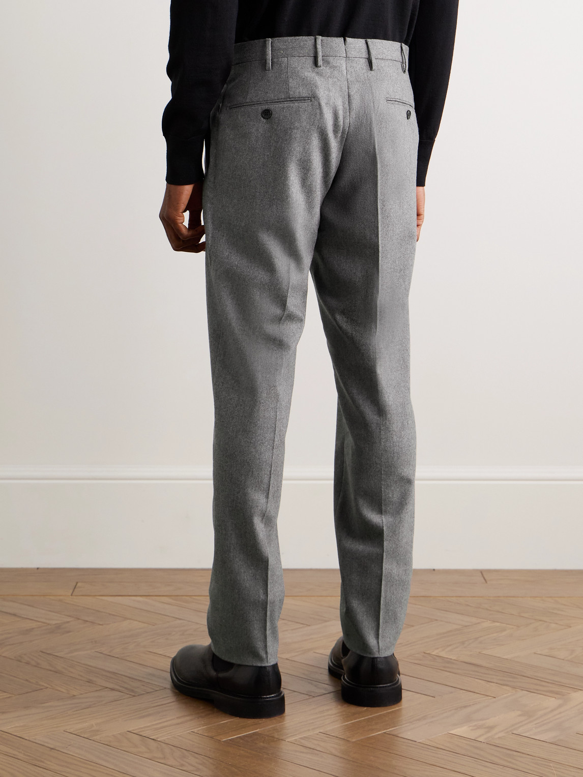 Incotex Slim-fit Wool-blend Flannel Trousers In Gray