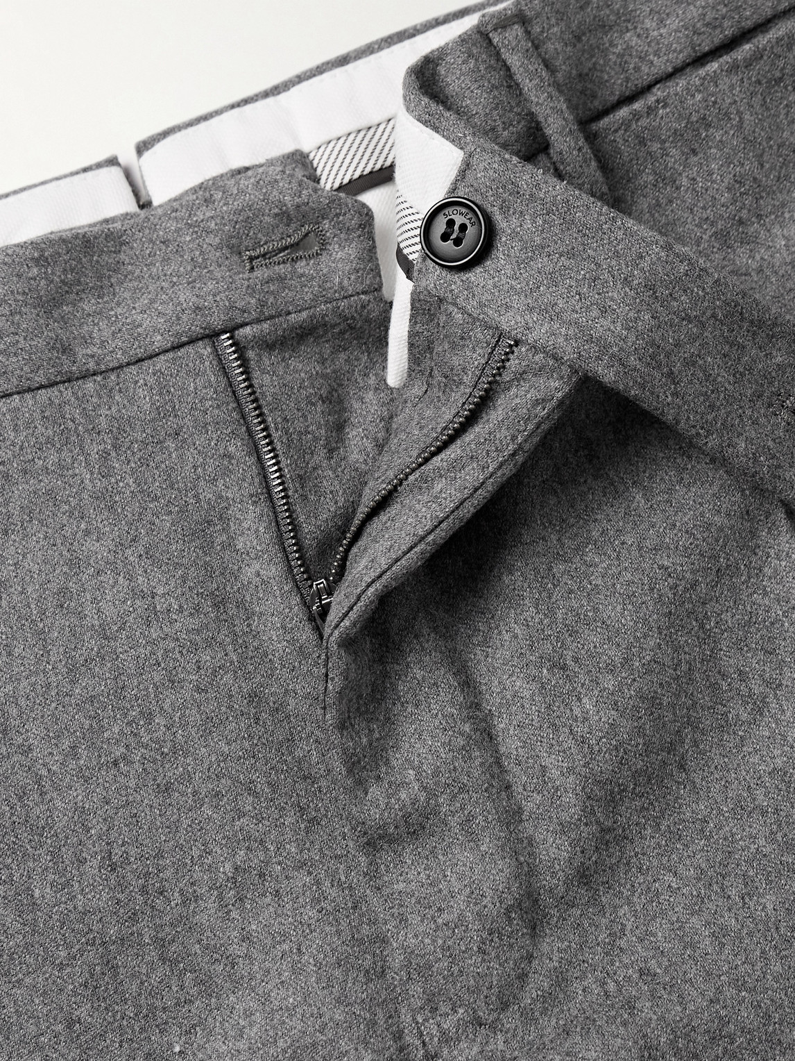 Incotex Slim-fit Wool-blend Flannel Trousers In Gray