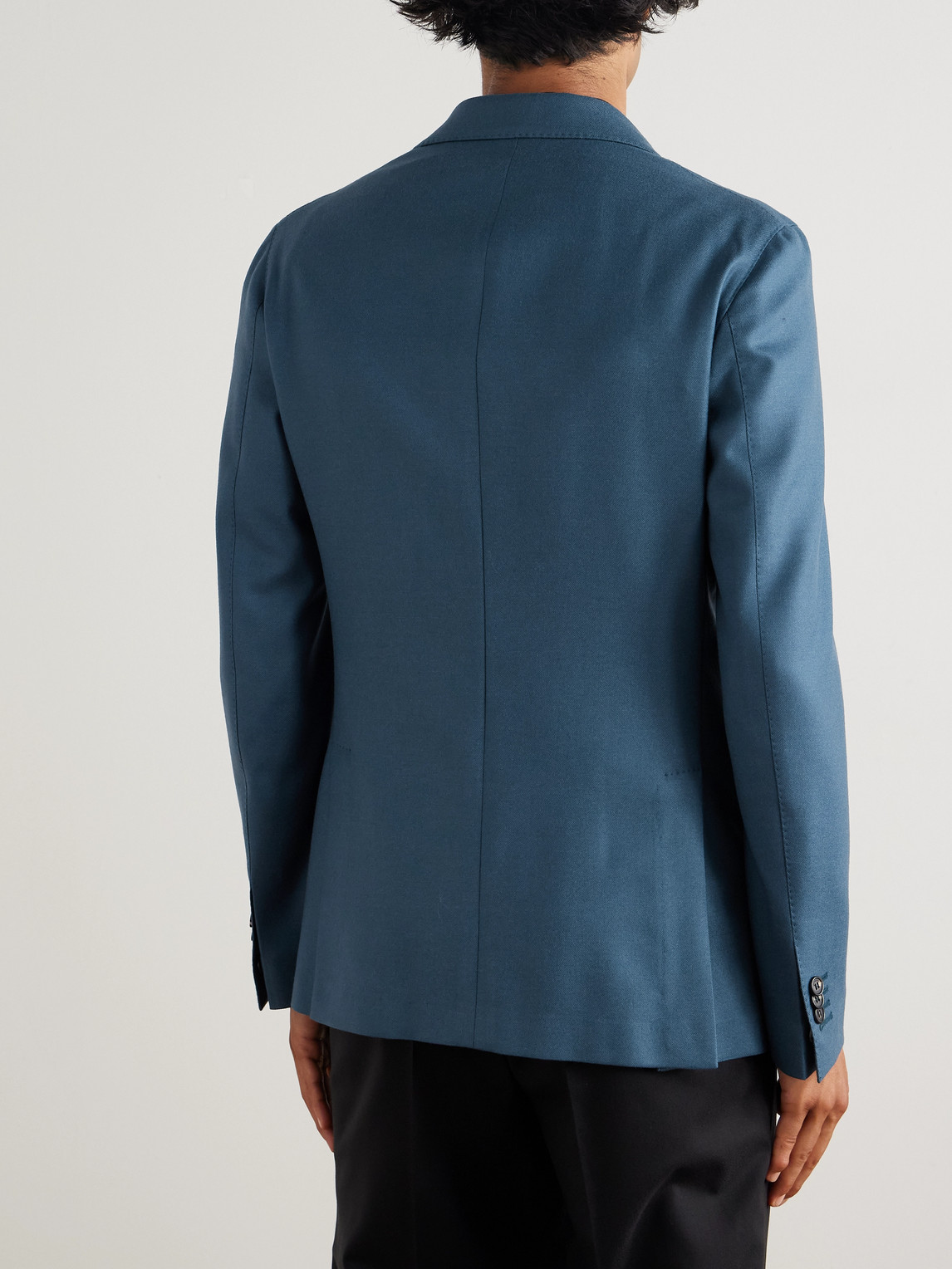 Incotex Slim-fit Wool-blend Flannel Blazer In Blue