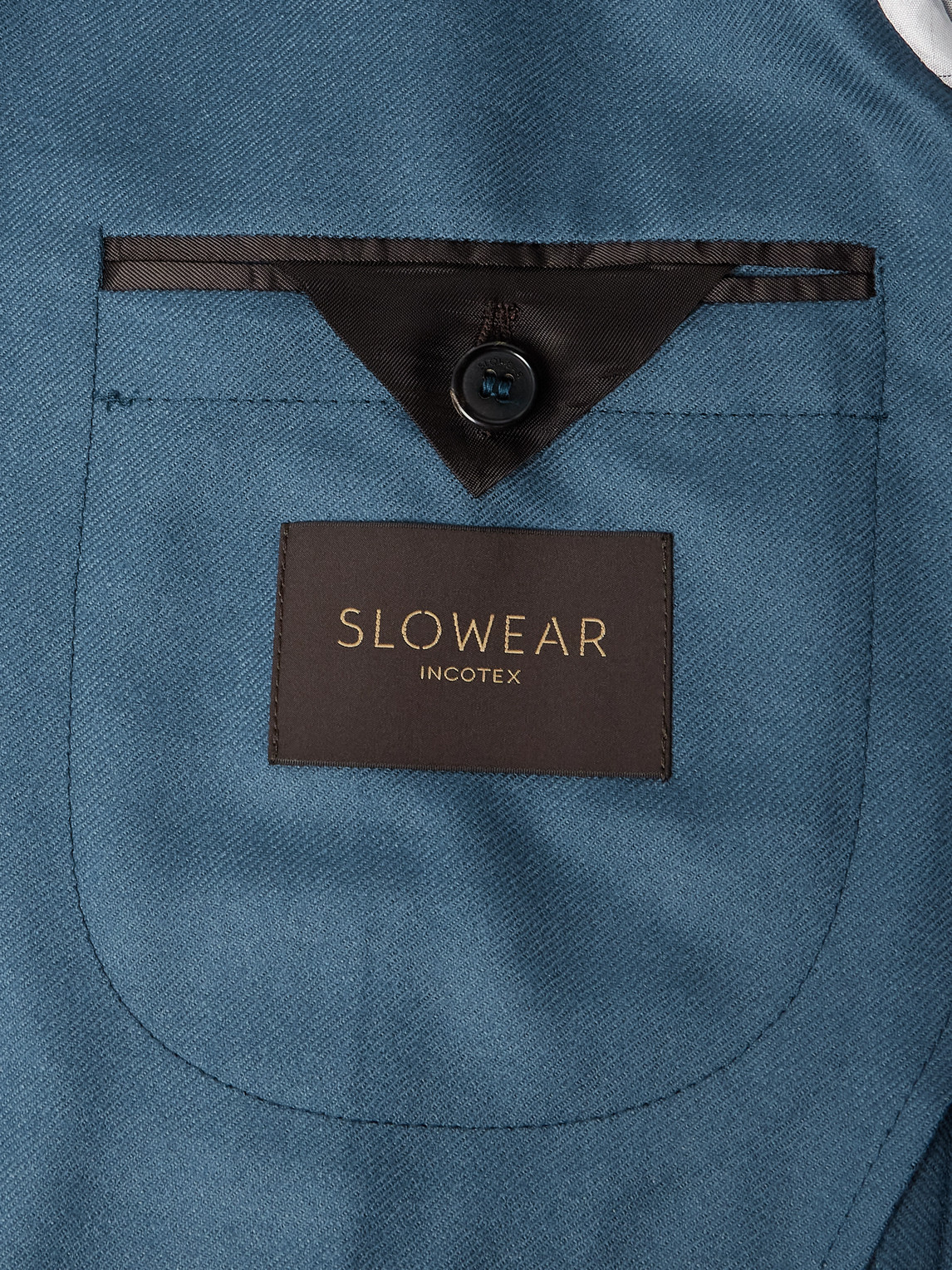 Incotex Slim-fit Wool-blend Flannel Blazer In Blue