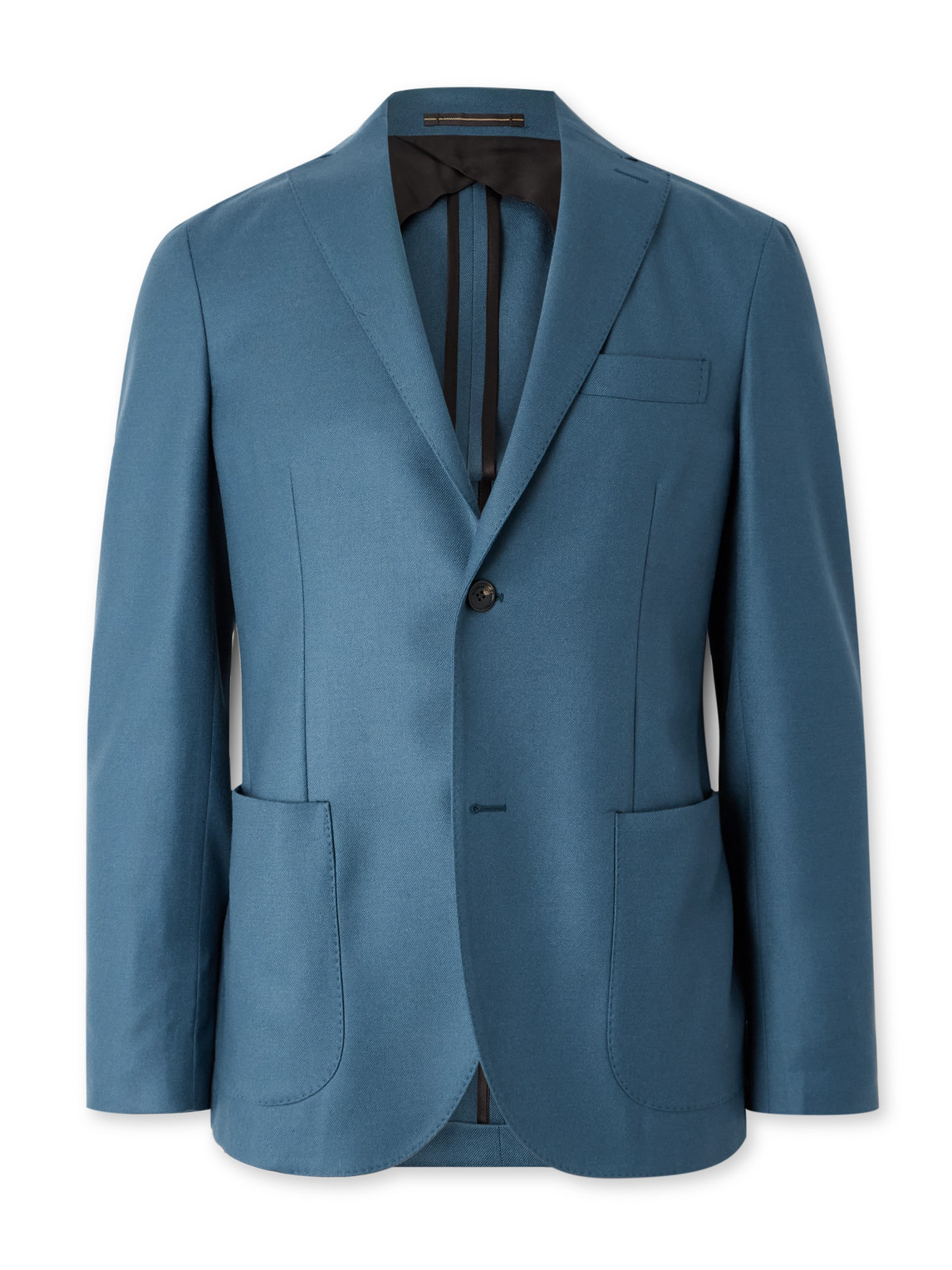 Incotex Slim-fit Wool-blend Flannel Blazer In Blue