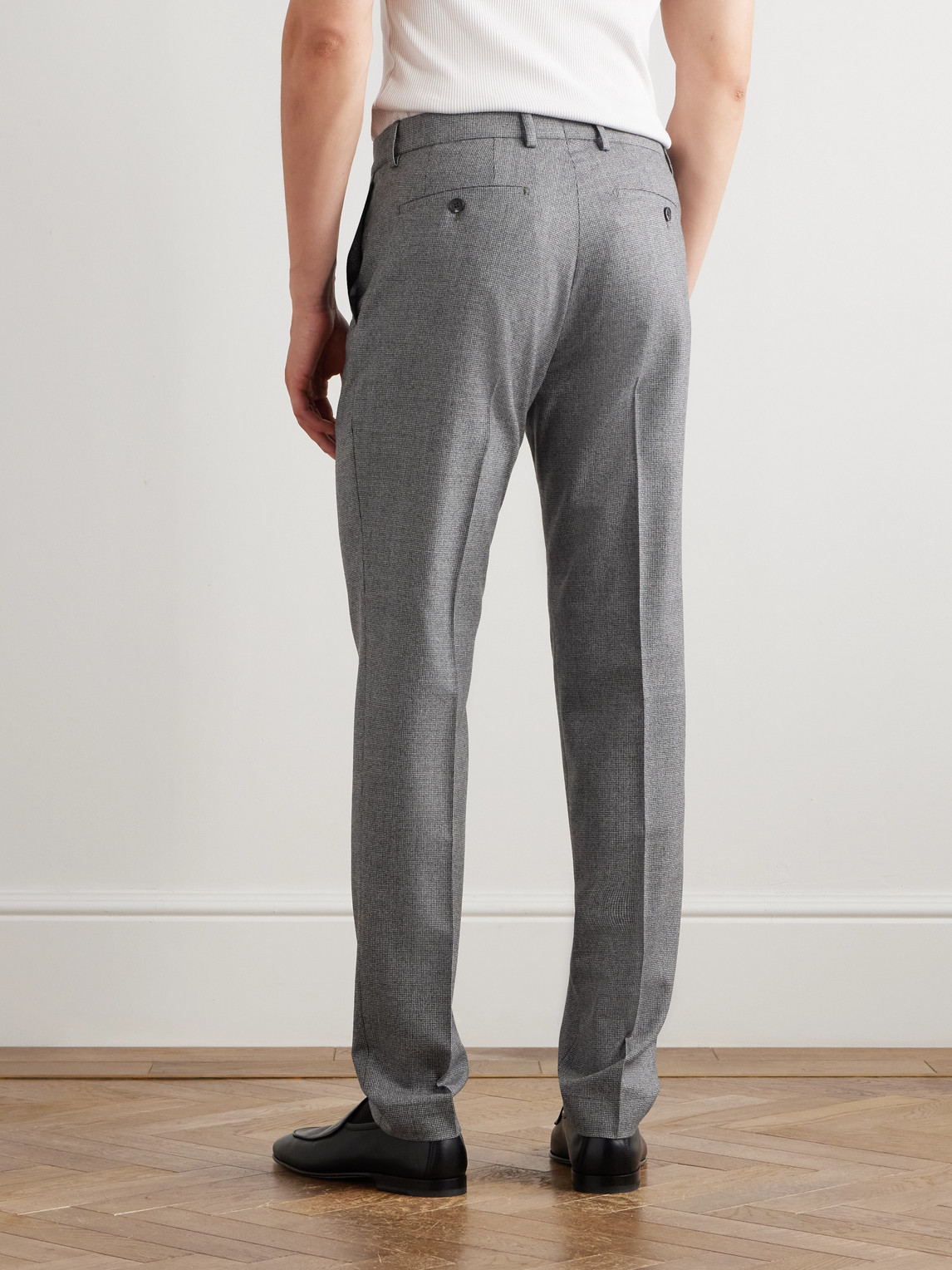 Incotex Slim-fit Tapered Virgin Wool-blend Houndstooth Trousers In Gray