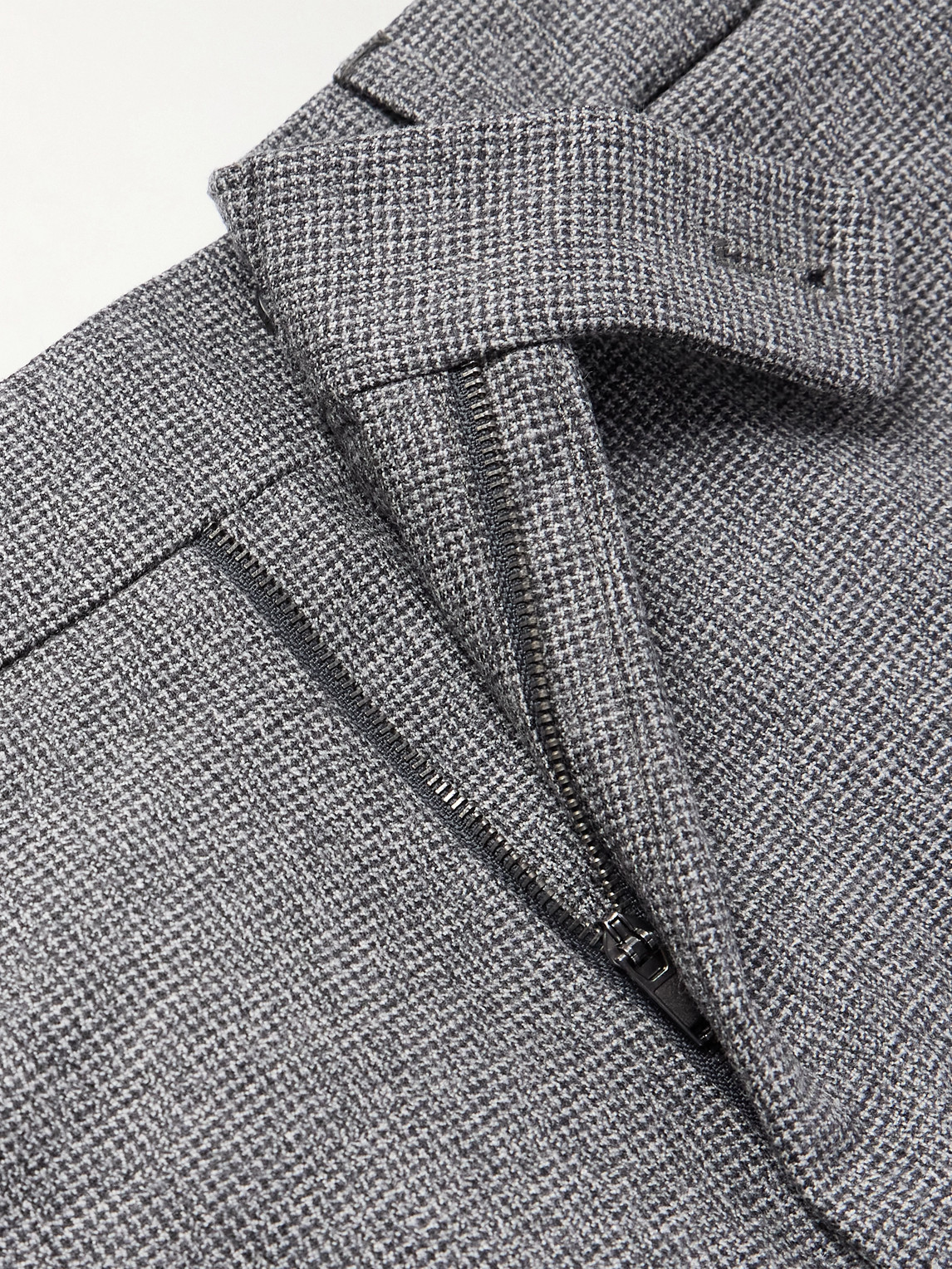 Incotex Slim-fit Tapered Virgin Wool-blend Houndstooth Trousers In Gray