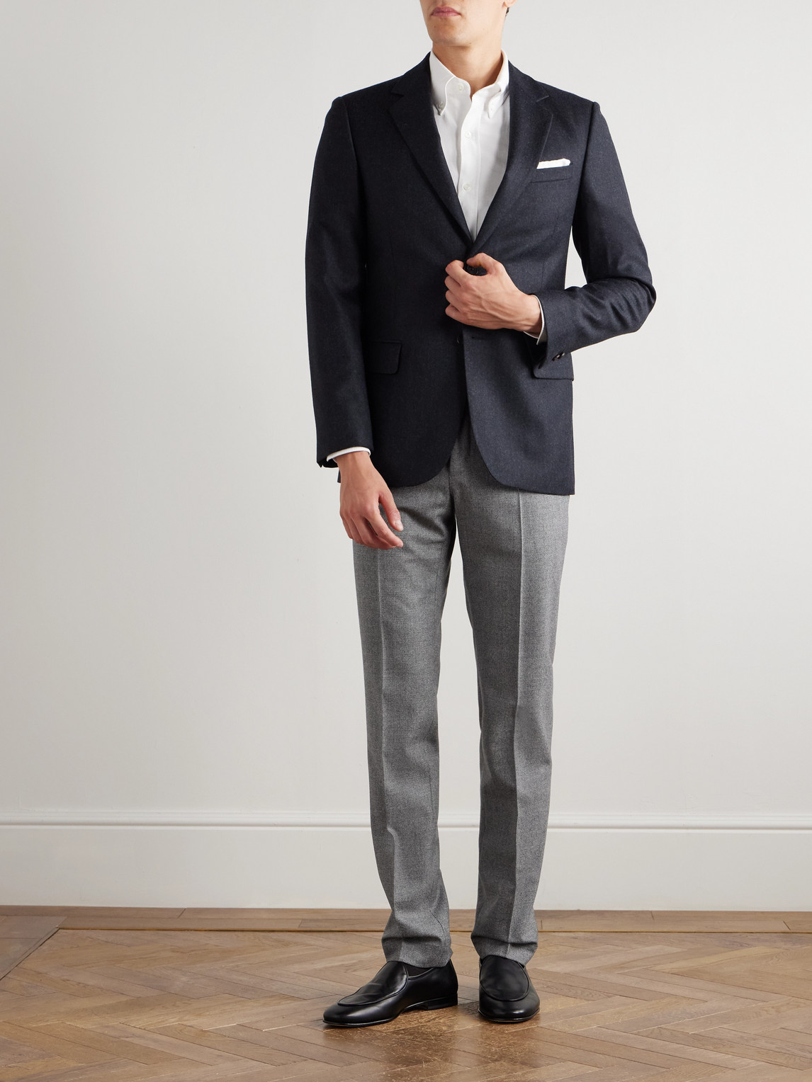 Incotex Slim-fit Tapered Virgin Wool-blend Houndstooth Trousers In Gray