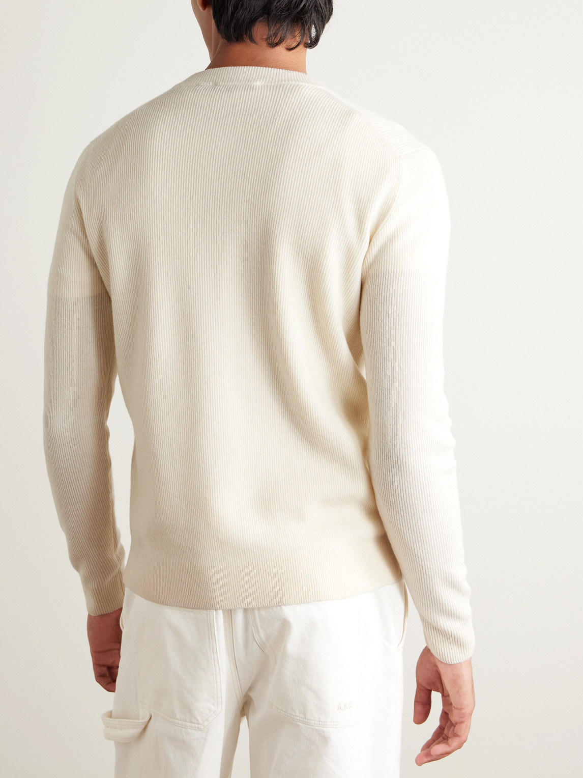 Incotex Zanone Slim-fit Ribbed Virgin Wool Henley T-shirt In Burgundy