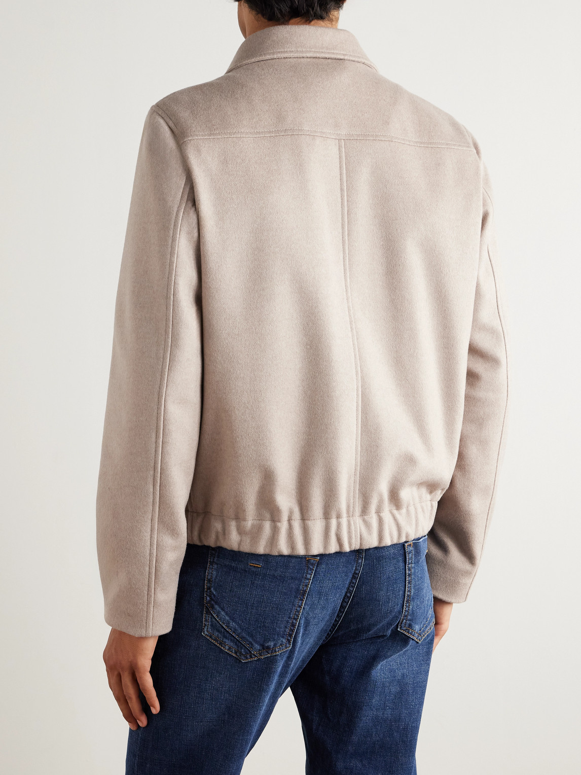 Incotex Virgin Wool-blend Bomber Jacket In Neutral