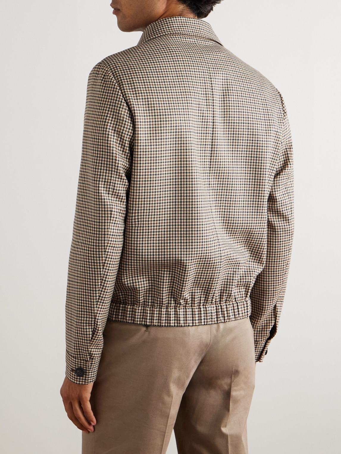 Incotex Checked Wool Blouson Jacket In Brown