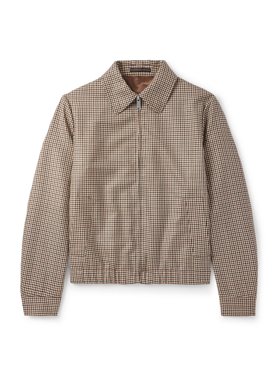 Incotex Checked Wool Blouson Jacket In Brown