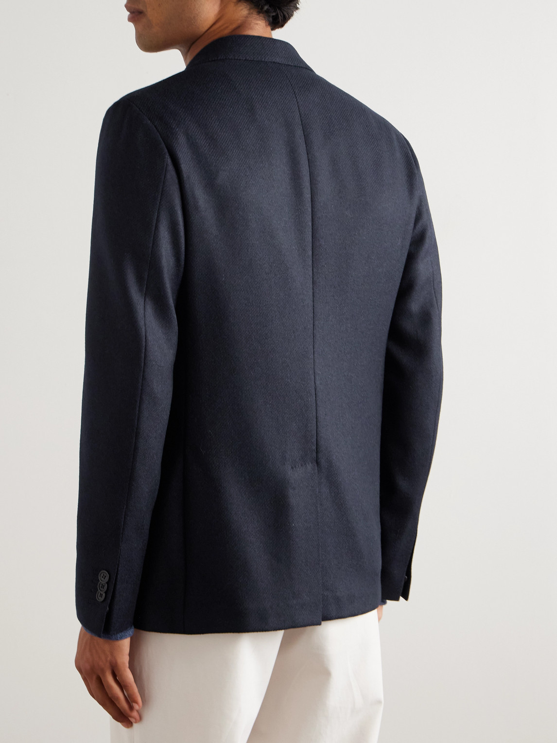 Incotex Wool And Cashmere-blend Flannel Blazer In Blue