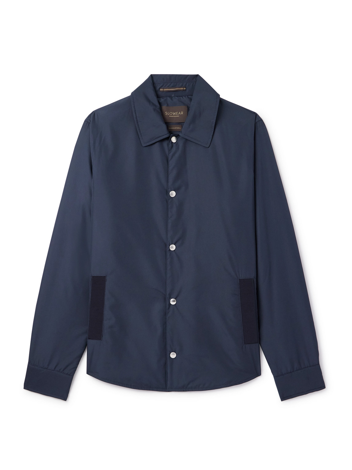 Incotex Teknosartorial Grosgrain-trimmed Padded Shell Overshirt In Blue