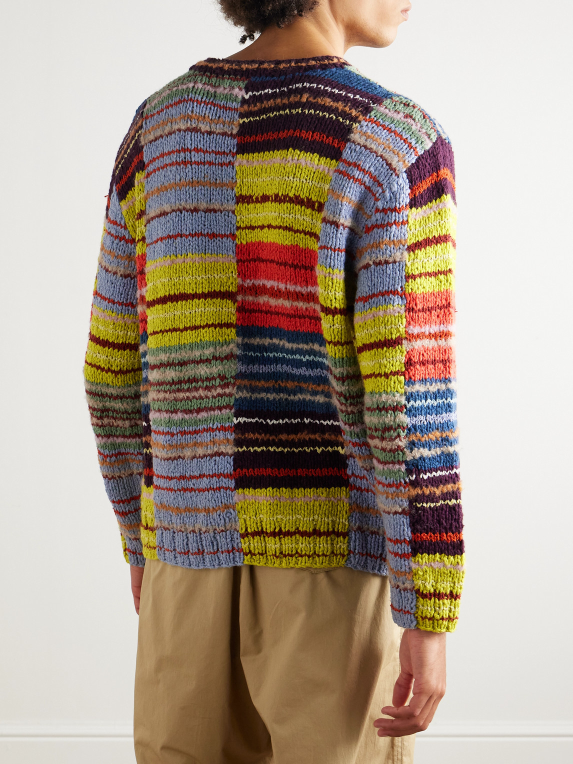 The Elder Statesman Scrap Patchwork Cotton-blend Sweater In Multi