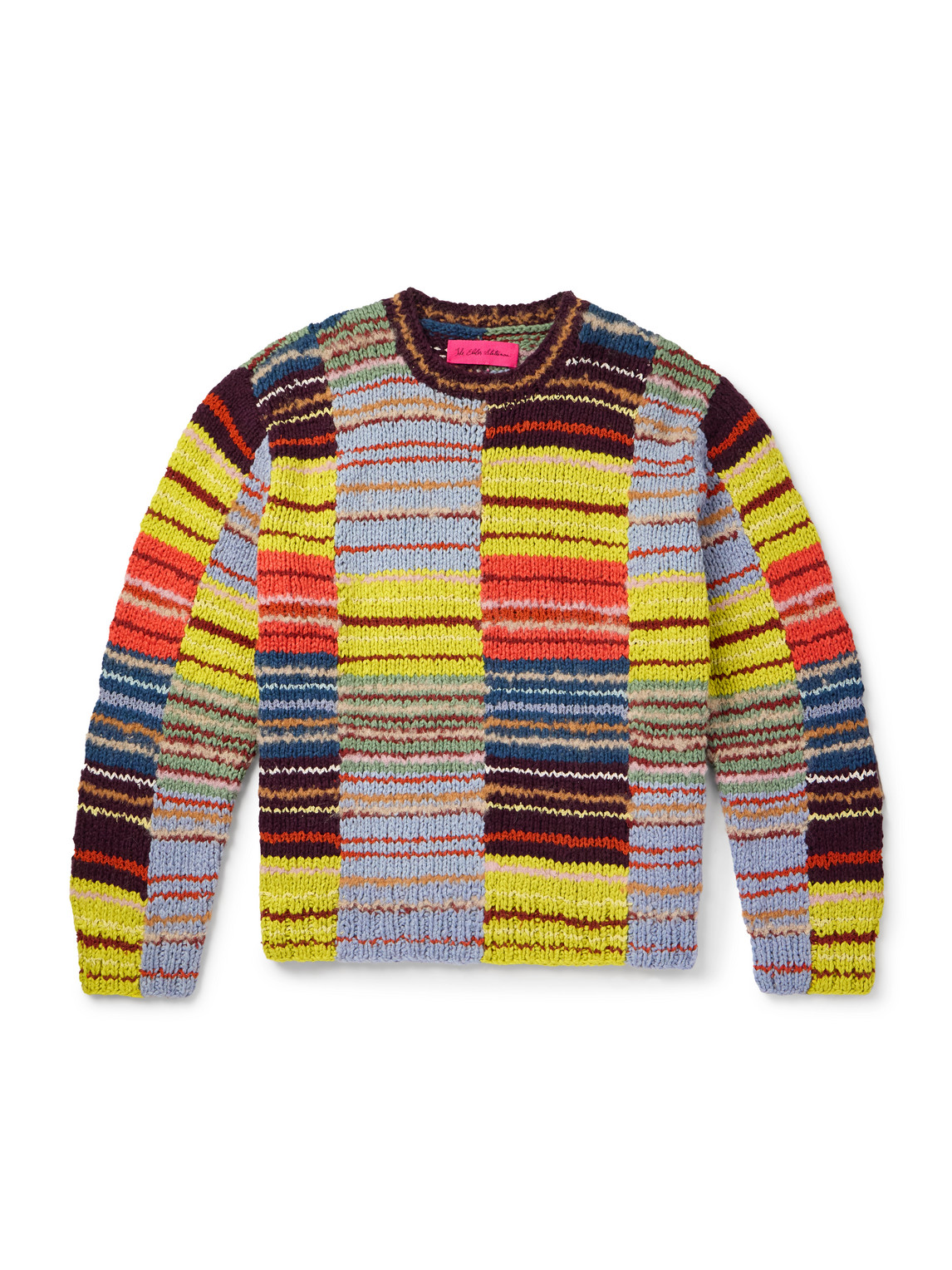 The Elder Statesman Scrap Patchwork Cotton-blend Sweater In Multi