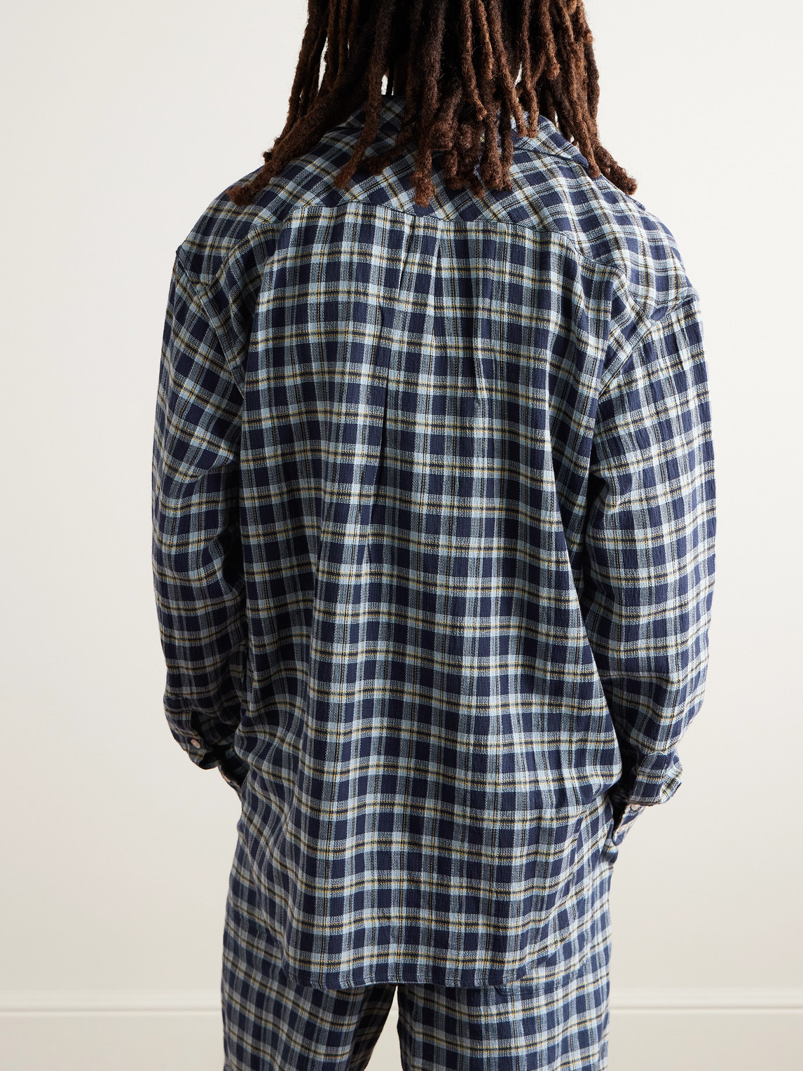 The Elder Statesman Dune Plaid Beach Button-up Shirt In Blue