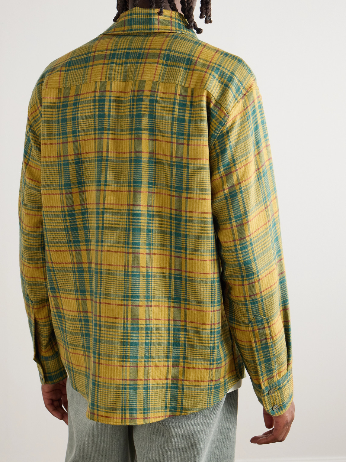 The Elder Statesman Pashmina Checked Wool And Cashmere-blend Shirt In Green