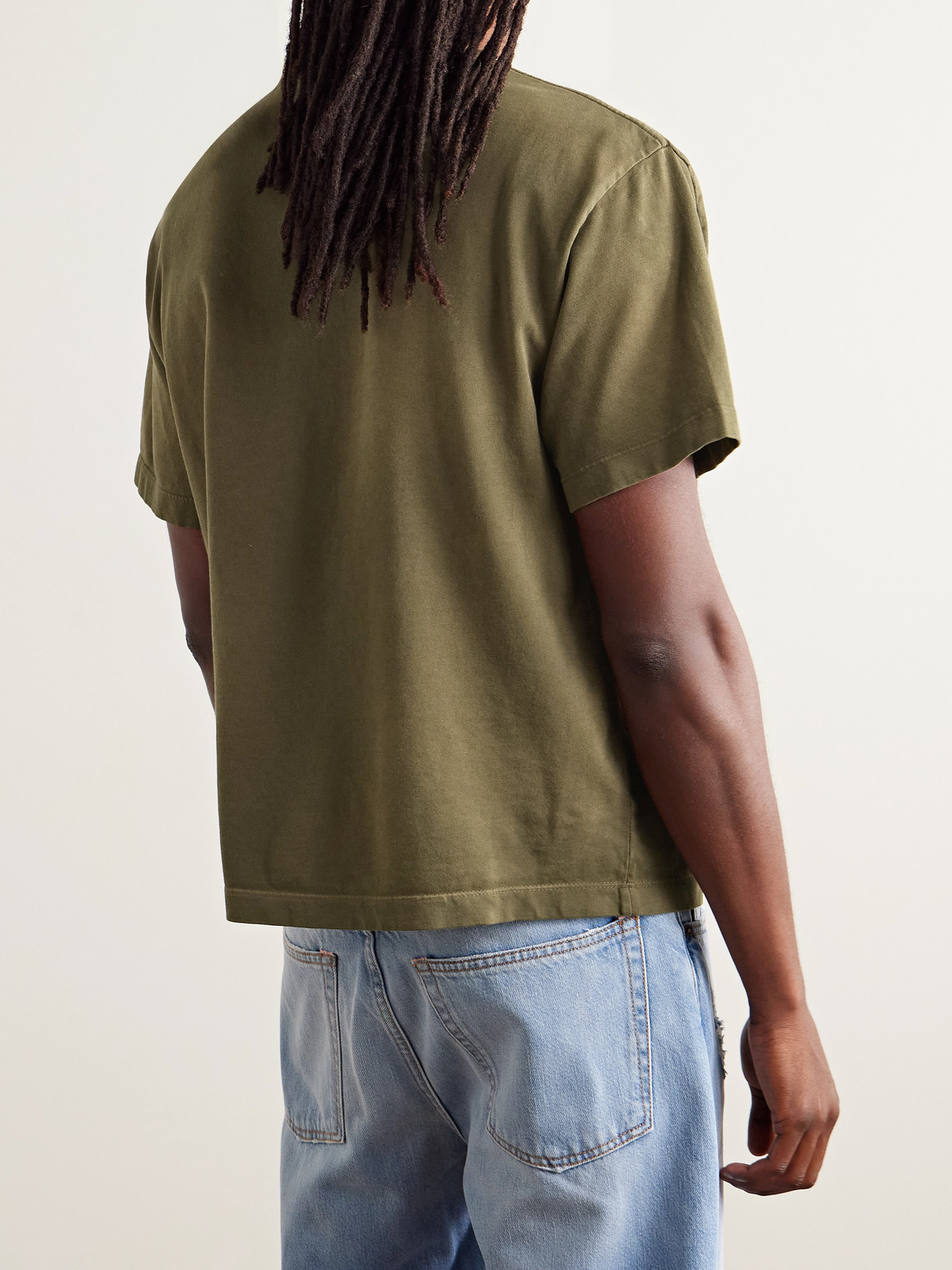 The Elder Statesman Sunbleached Cotton And Cashmere-blend Jersey T-shirt In Green
