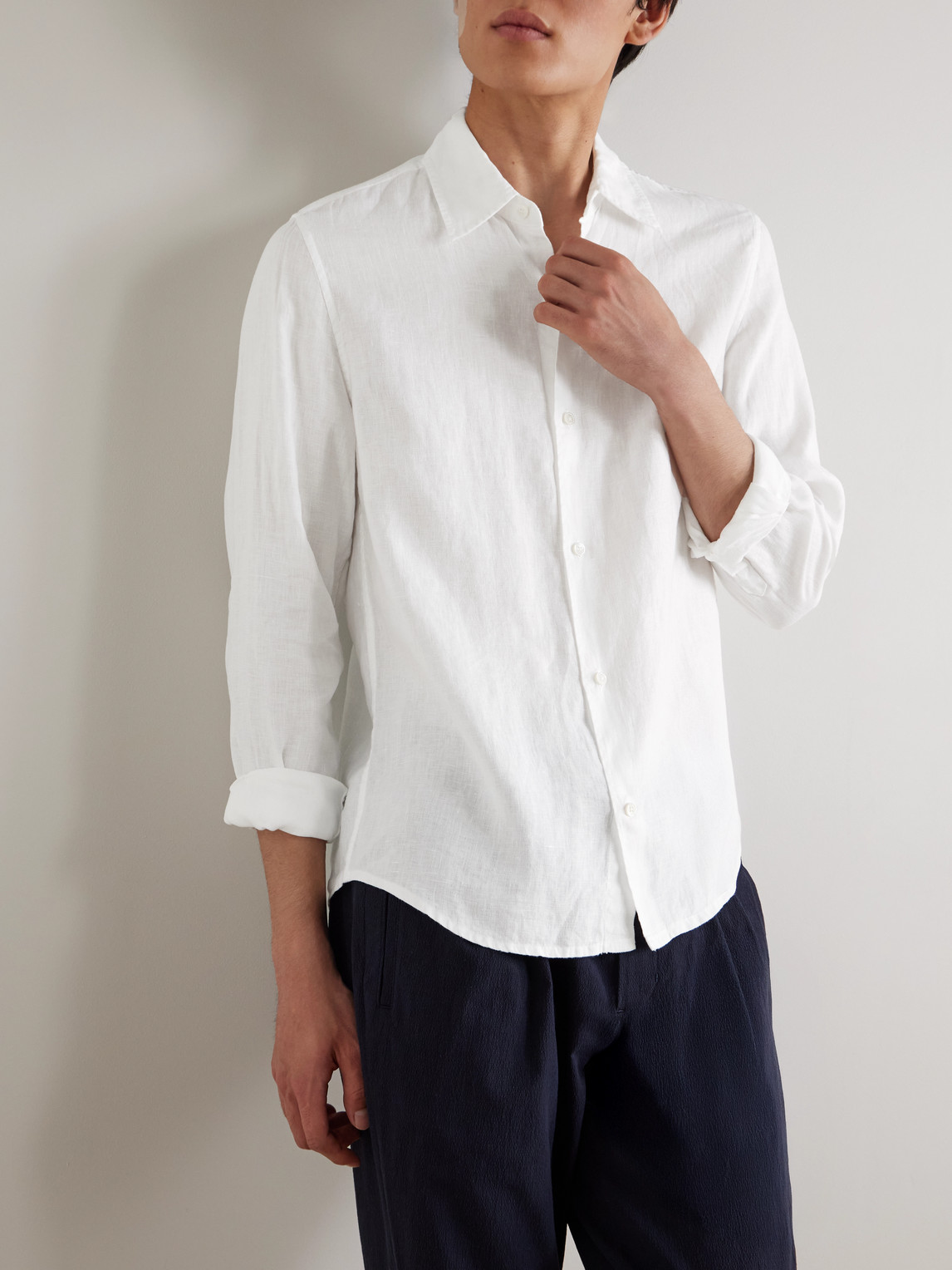  Mr P. - Garment-dyed Linen Shirt - Men - White - Xs 