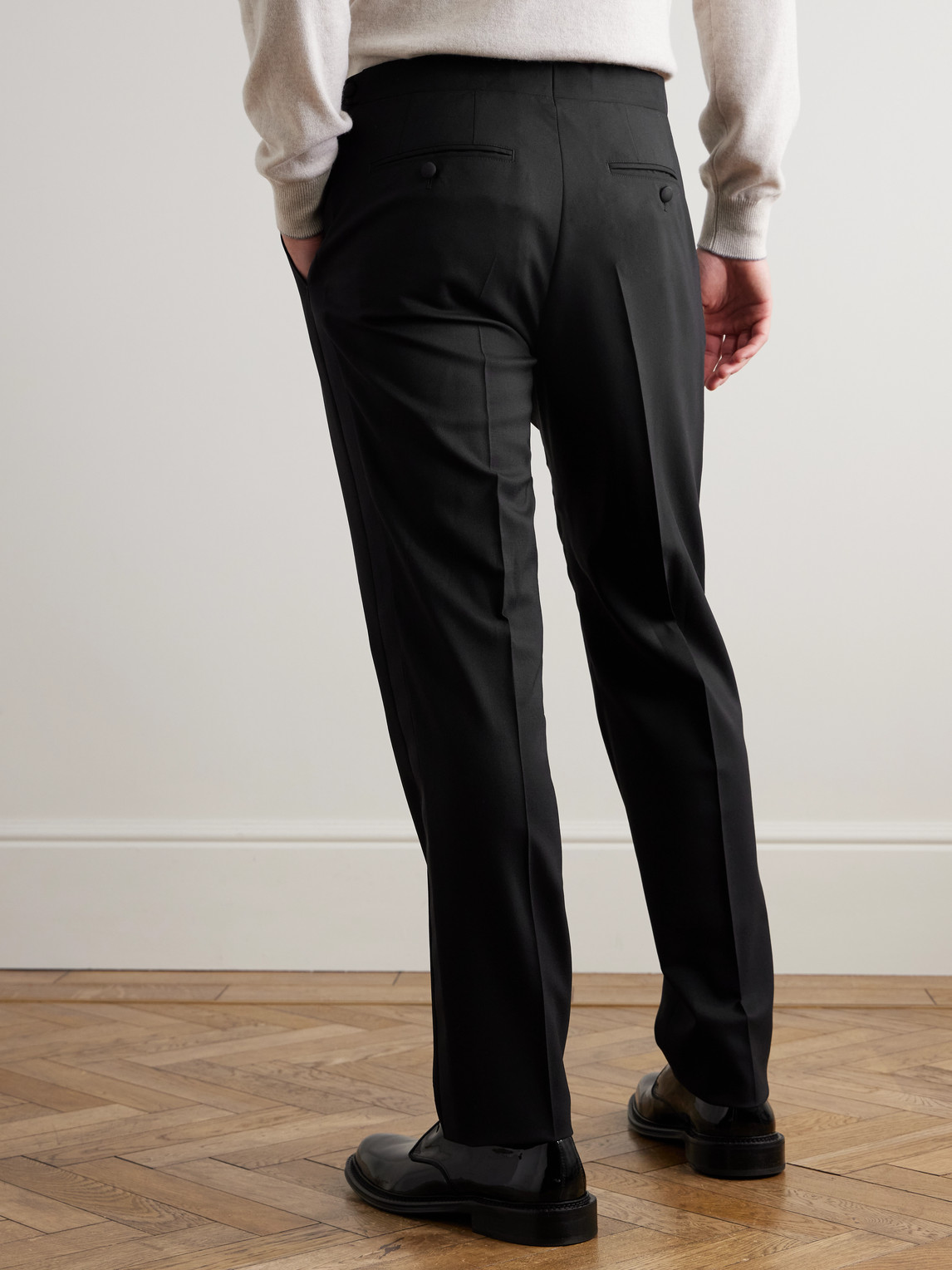 Mr P. - Slim-Fit Twill-Trimmed Wool Tuxedo Trousers